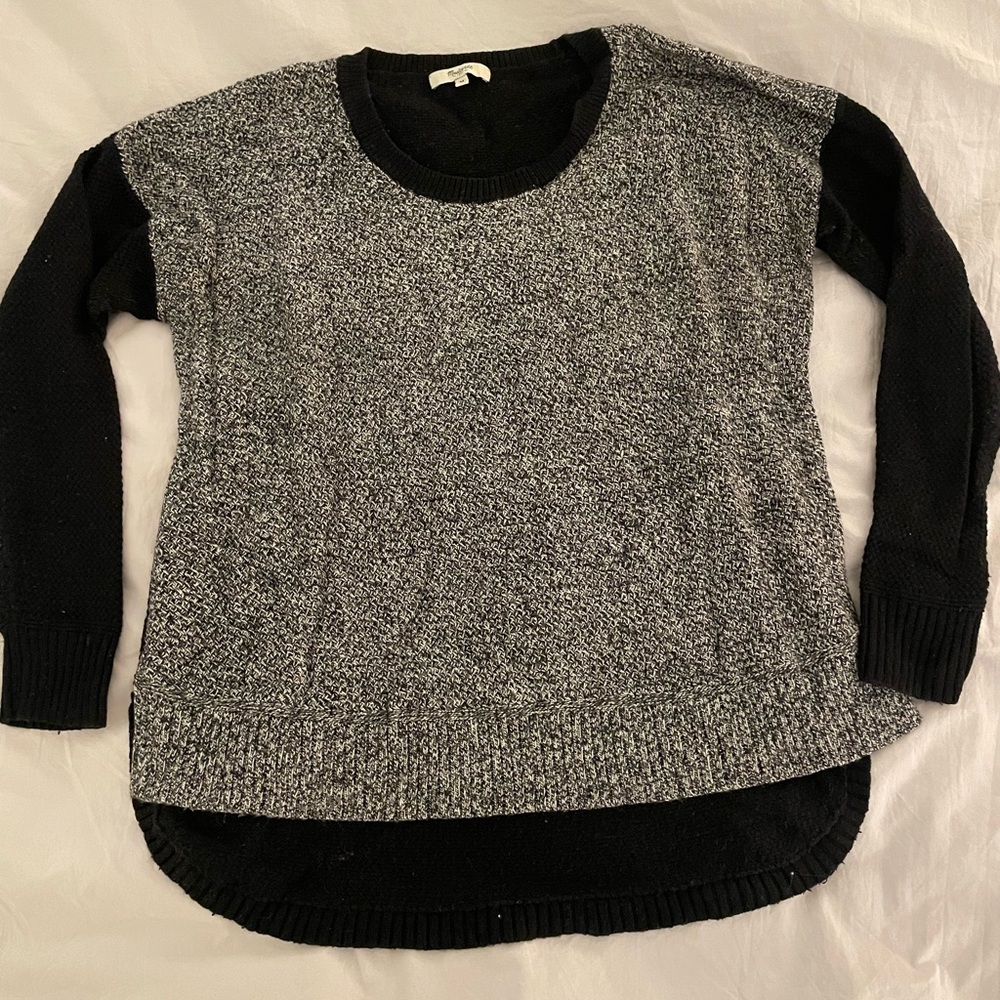 Madewell Black and Gray Crew Neck Sweater